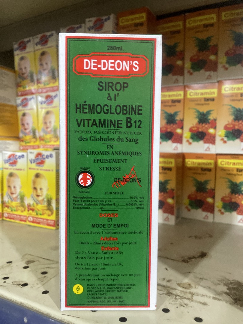 DE-DEON’S SYRUP with HEMOGLOBIN VITAMIN B12