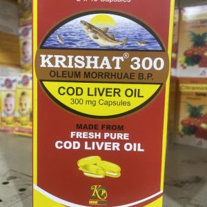 Krishat® 300 Cod Liver Oil 300mg Capsules – Natural Source of Omega-3, Vitamin A & D for Heart, Joint & Immune Health