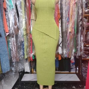 Chic Lime Green Bodycon Midi Dress – Sleeveless Ribbed Knit Dress for Women