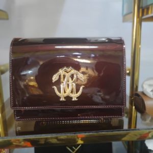 Luxury Maroon Patent Leather Shoulder Bag for Women – Glossy Designer Handbag with Gold Accent