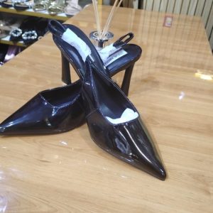 Black Patent Leather Pointed-Toe Stiletto Heels for Women – Elegant High Heel Slingback Pumps