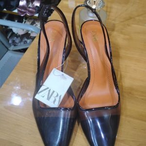 ZARA Women’s Transparent Pointed-Toe Slingback Heels – Elegant Clear High Heel Pumps