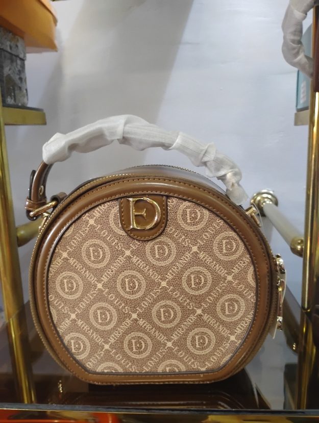 Chic Round Monogram Handbag – Brown Designer-Inspired Crossbody Bag with Top Handle