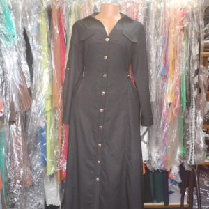 Elegant Black Button-Down Maxi Dress – Long Sleeve Collared Dress for Women